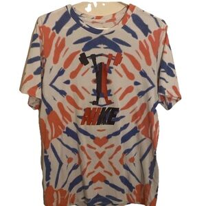 NIKE Dri-Fit Tie Dye T-Shirt CrossFit Unisex Weightlifting Gym Red White Blue